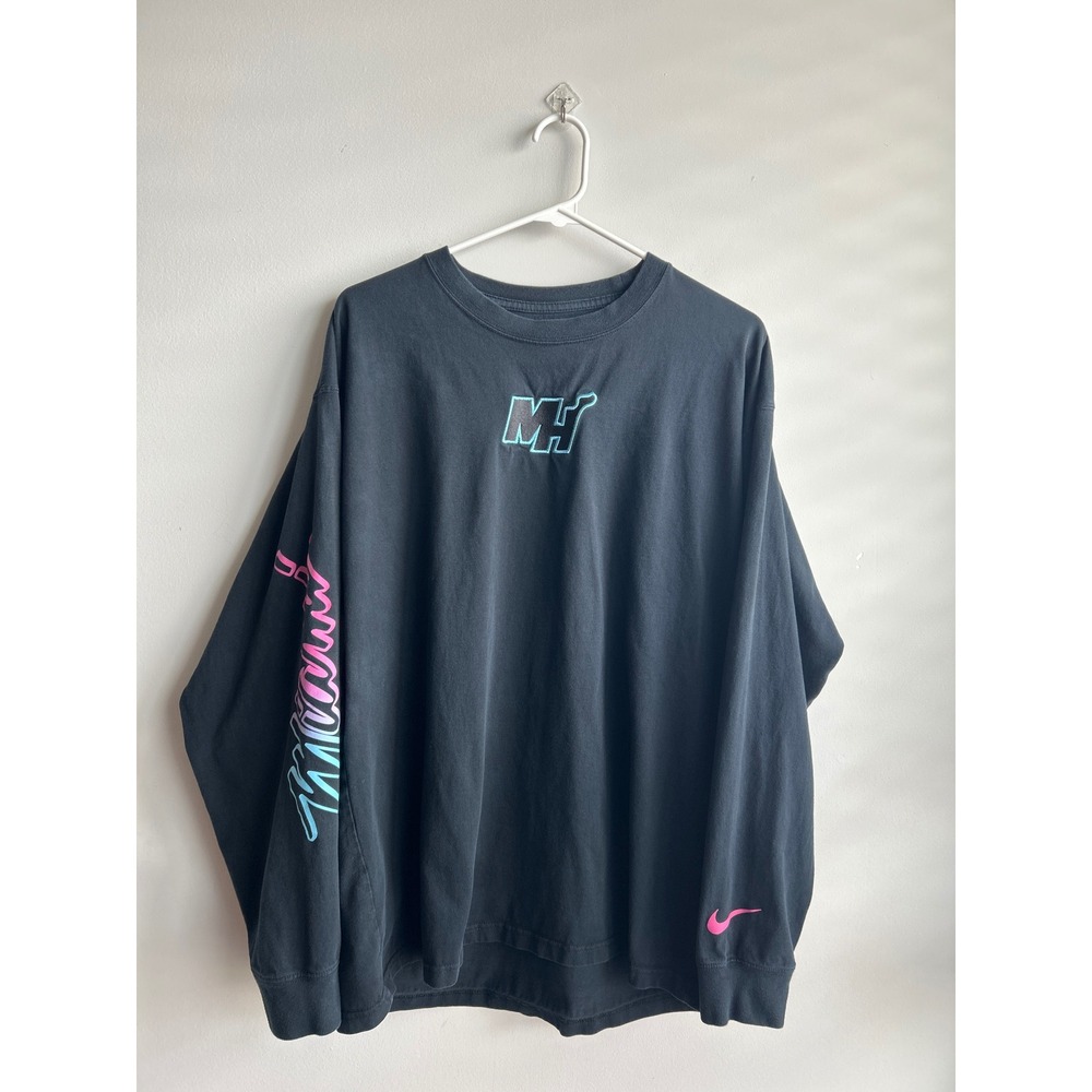 Nike Black Miami Heat Long Sleeve T-Shirt Mens Large